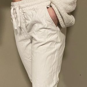 White TNA Canvas like Joggers